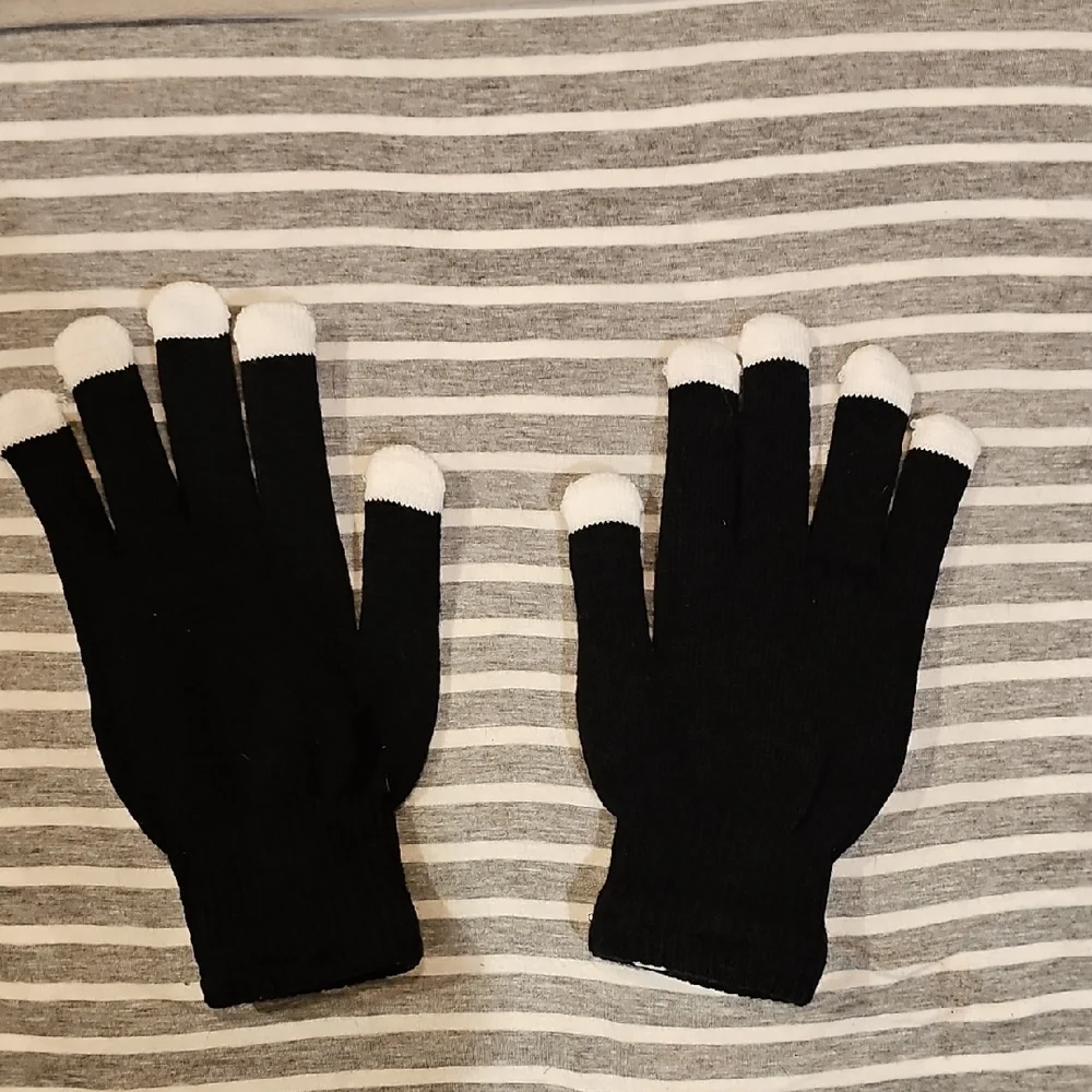 Source Unknown Kids Skeleton Gloves - Black and White